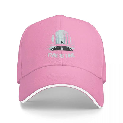 This Is Fine Anghkooey Meme Sun Fishing Baseball Cap