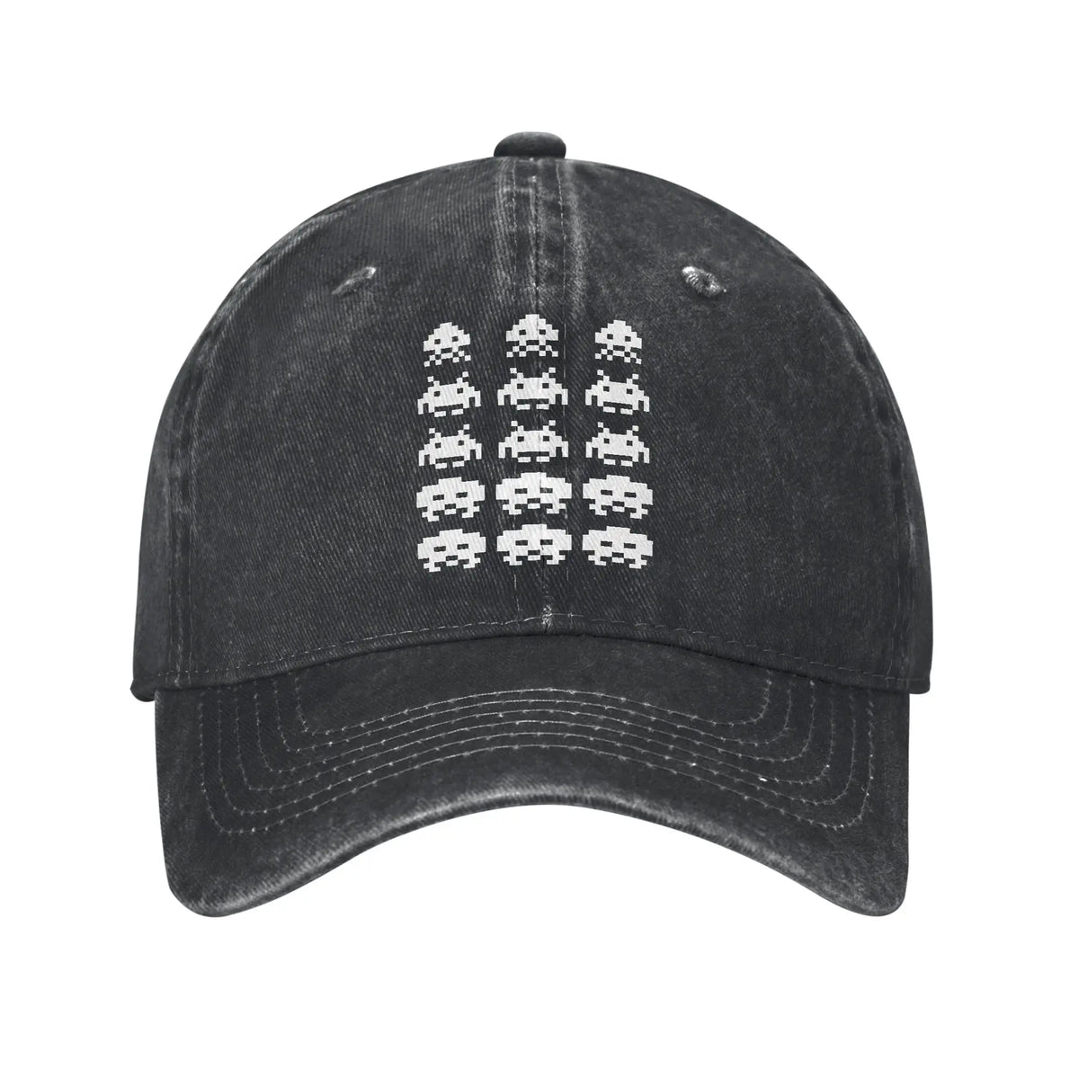 Space Invaders Vintage Distressed Washed Denim Baseball Cap