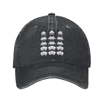Space Invaders Vintage Distressed Washed Denim Baseball Cap