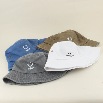 Kids Smile Face Cotton Bucket Hat