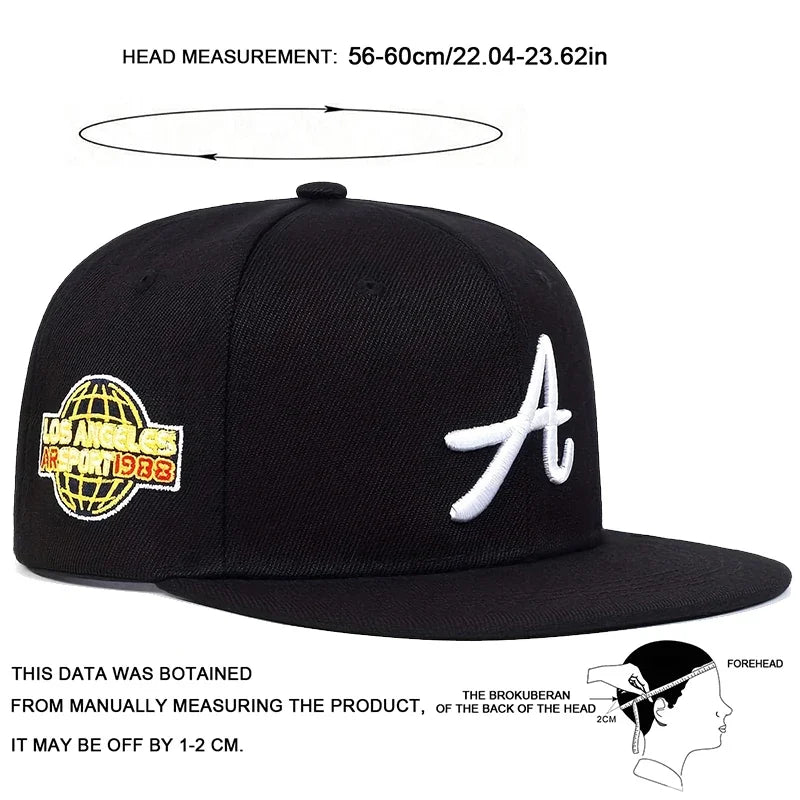 Unisex Gothic Letter Embroidered Snapback Cap