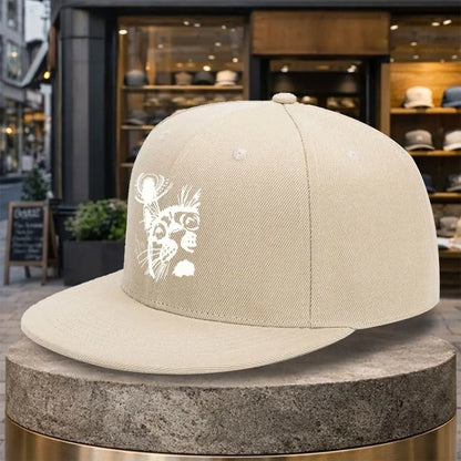 Abstract Cat Face Print Snapback Cap