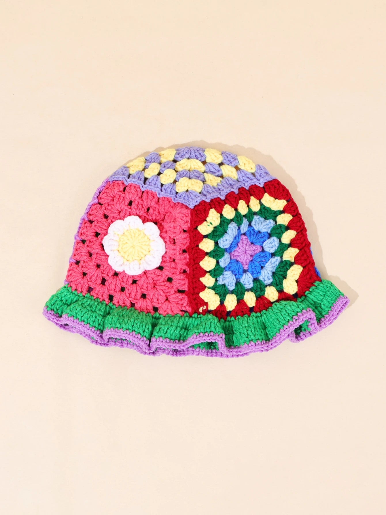 Women Flower Wool Hollow Knitted Fisherman Hat