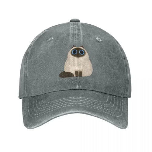 Himalayan Cat Washed Denim Baseball Cap