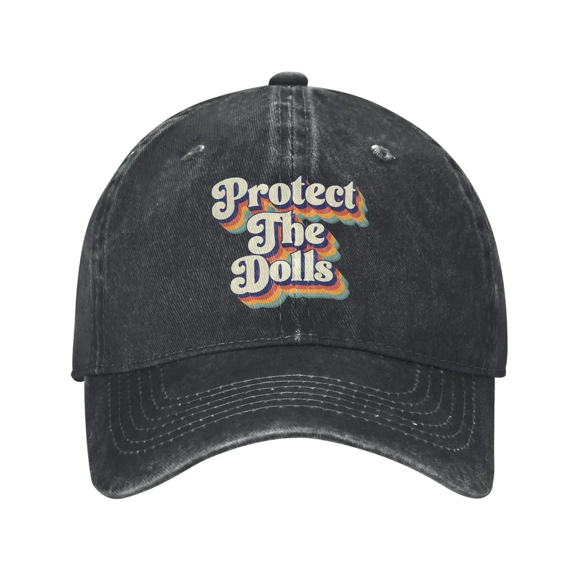 Protect The Dolls Distressed Denim Baseball Cap