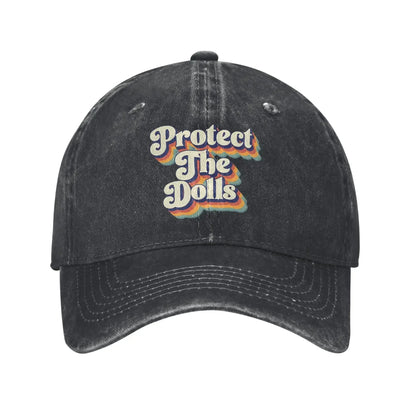 Protect The Dolls Distressed Denim Baseball Cap
