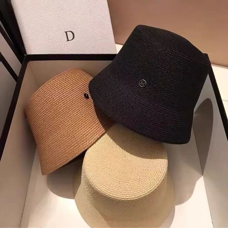 Japanese Designer M Straw Weaving Hat Summer Bucket Hats Panama