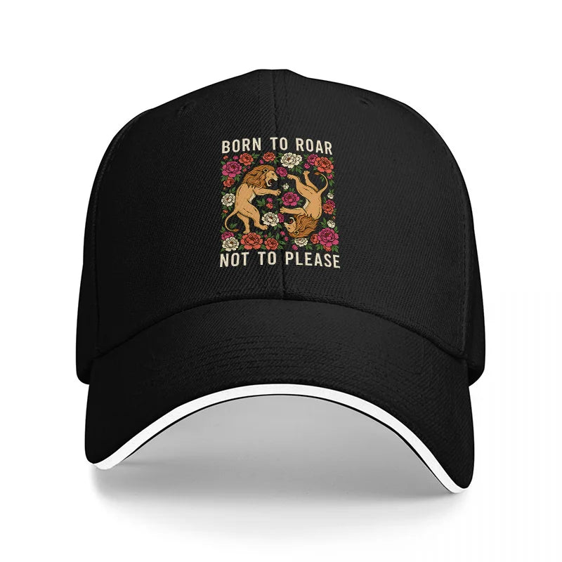 Born To Roar Tiger Flower Baseball Cap