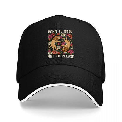 Born To Roar Tiger Flower Baseball Cap
