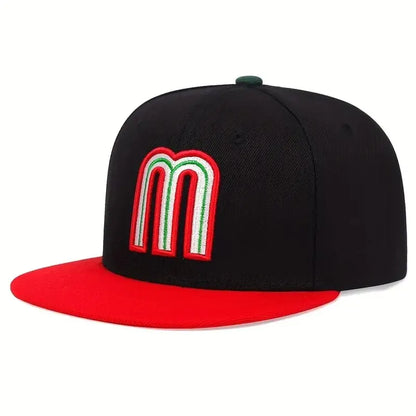 Unisex M Letter Embroidered Hip-Hop Snapback Cap