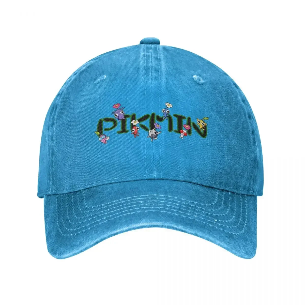 Retro Pikmin Family Fun Distressed Washed Denim Baseball Cap