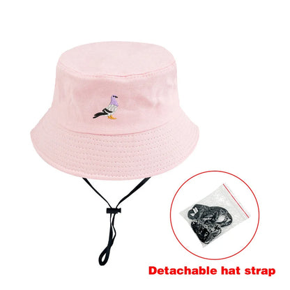 Embroidered Pigeon Travel Bucket Hat