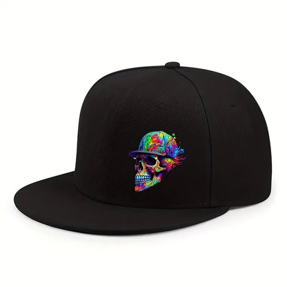 Multicolor Psychedelic Skull Snapback Cap