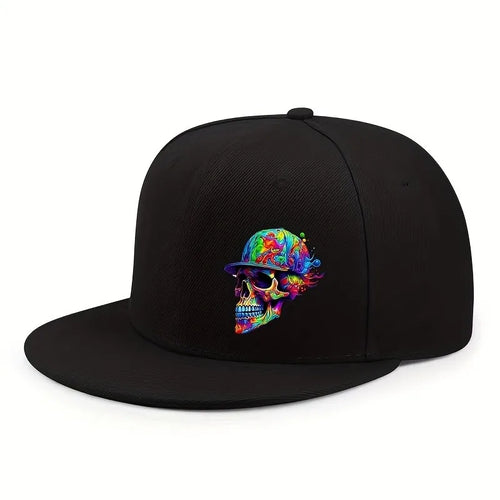Multicolor Psychedelic Skull Snapback Cap