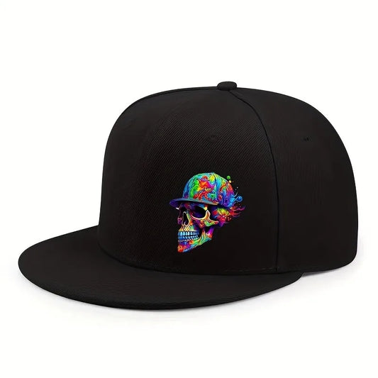 Multicolor Psychedelic Skull Snapback Cap
