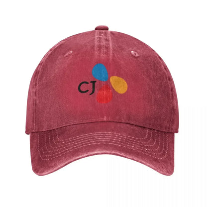 CJ Group Logo Vintage Distressed Washed Baseball Cap Hat
