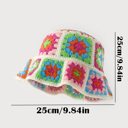 Color Patchwork Crochet Fashion Bucket Hat