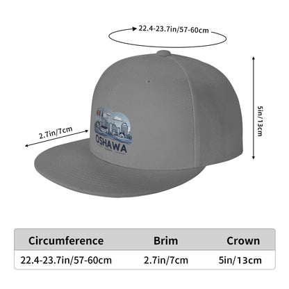 Oshawa Ontario Canada Blue Cityscape Skyline Flat Brim Snapback Cap
