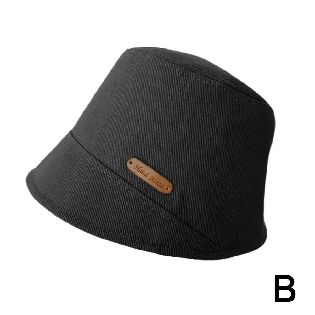 Soft Cotton Solid Color Sun Hats Black Foldable Bucket Hat