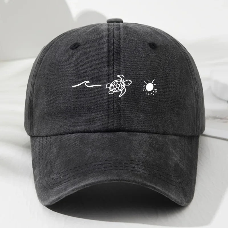 Turtle Pattern Printed Baseball Cap For Daily Casual Style