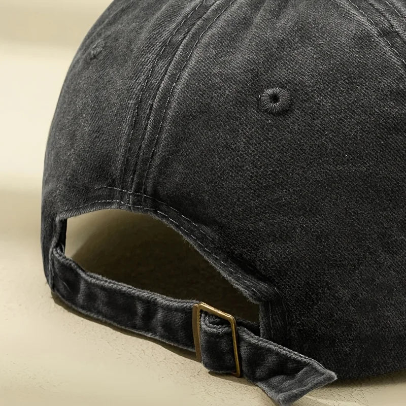 Retro Airplane Print Washed Baseball Cap Adjustable