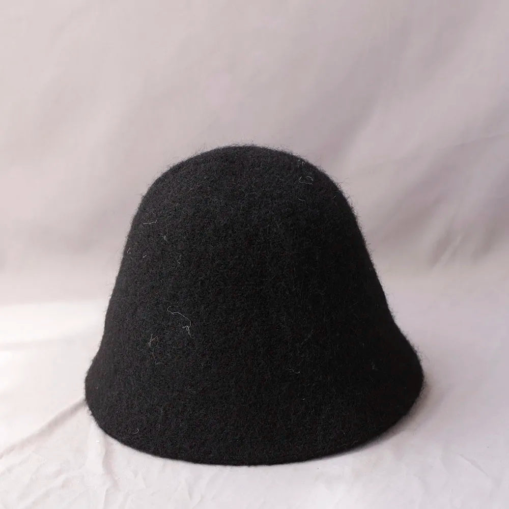 Vintage Wool Bucket Hat Women Fashion Fisherman Cap