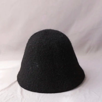 Vintage Wool Bucket Hat Women Fashion Fisherman Cap
