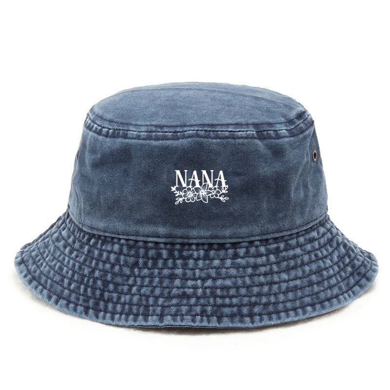 Floral Washed Cotton Bucket Hat Bohemian Style