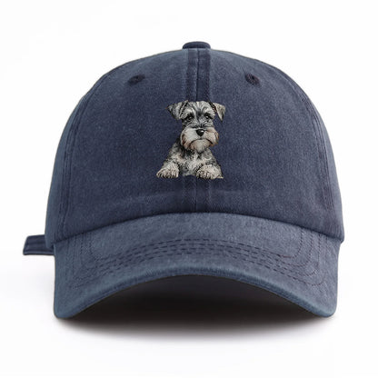 1pc Schnauzer Print Washed Baseball Cap For Adults
