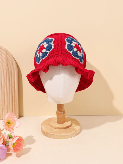 Vintage Crochet Floral Bucket Hat