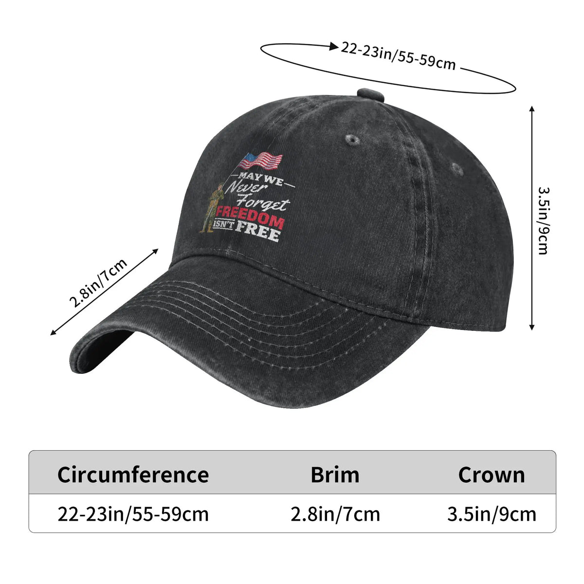 Freedom Isn't Free Memorial Print Baseball Cap