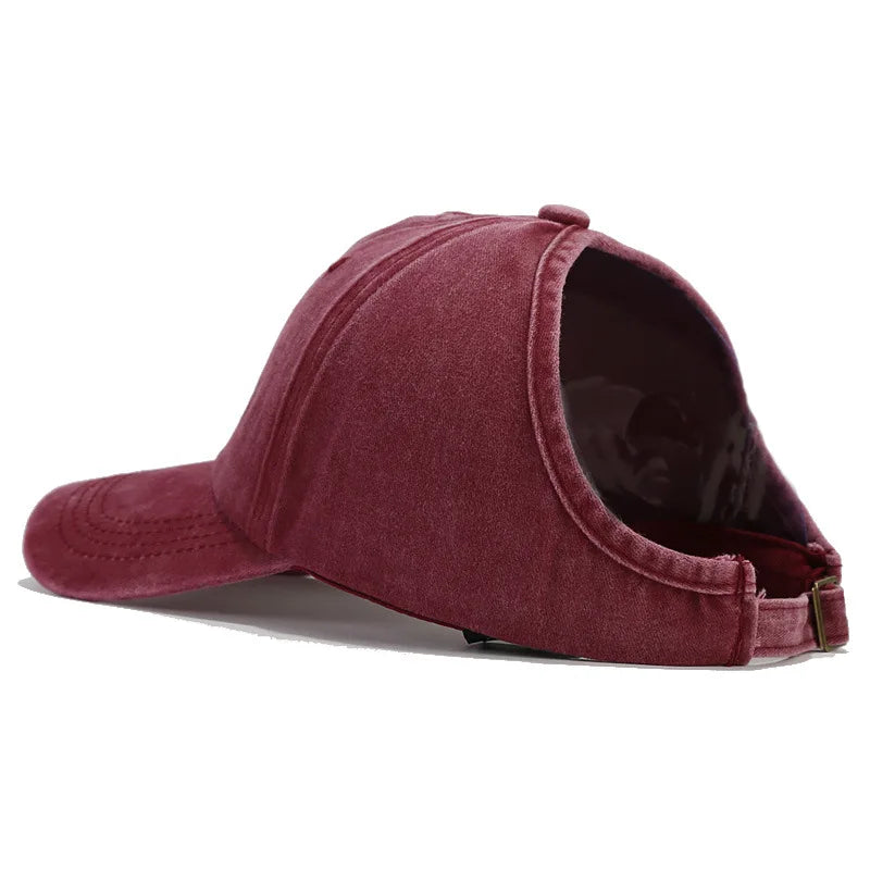 1pc Retro Washed Backless Baseball Cap For Women Summer Outdoor Sports Ponytails Stylish And Versatile Sun Hat For Daily Wear