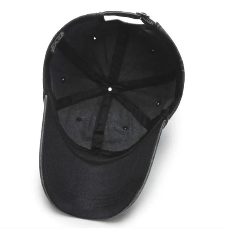 Black Dog Print Washed Baseball Cap