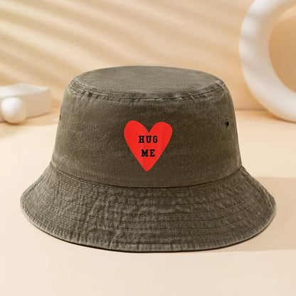 Hug Me Heart Print Bucket Hat