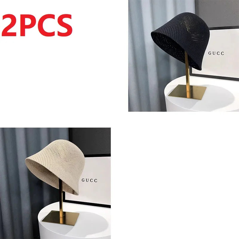 Bucket Hats Woman Summer Hollow Out Thin Sun Protection Hat