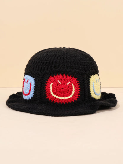 Smiley Knitted Warm Bucket Hat