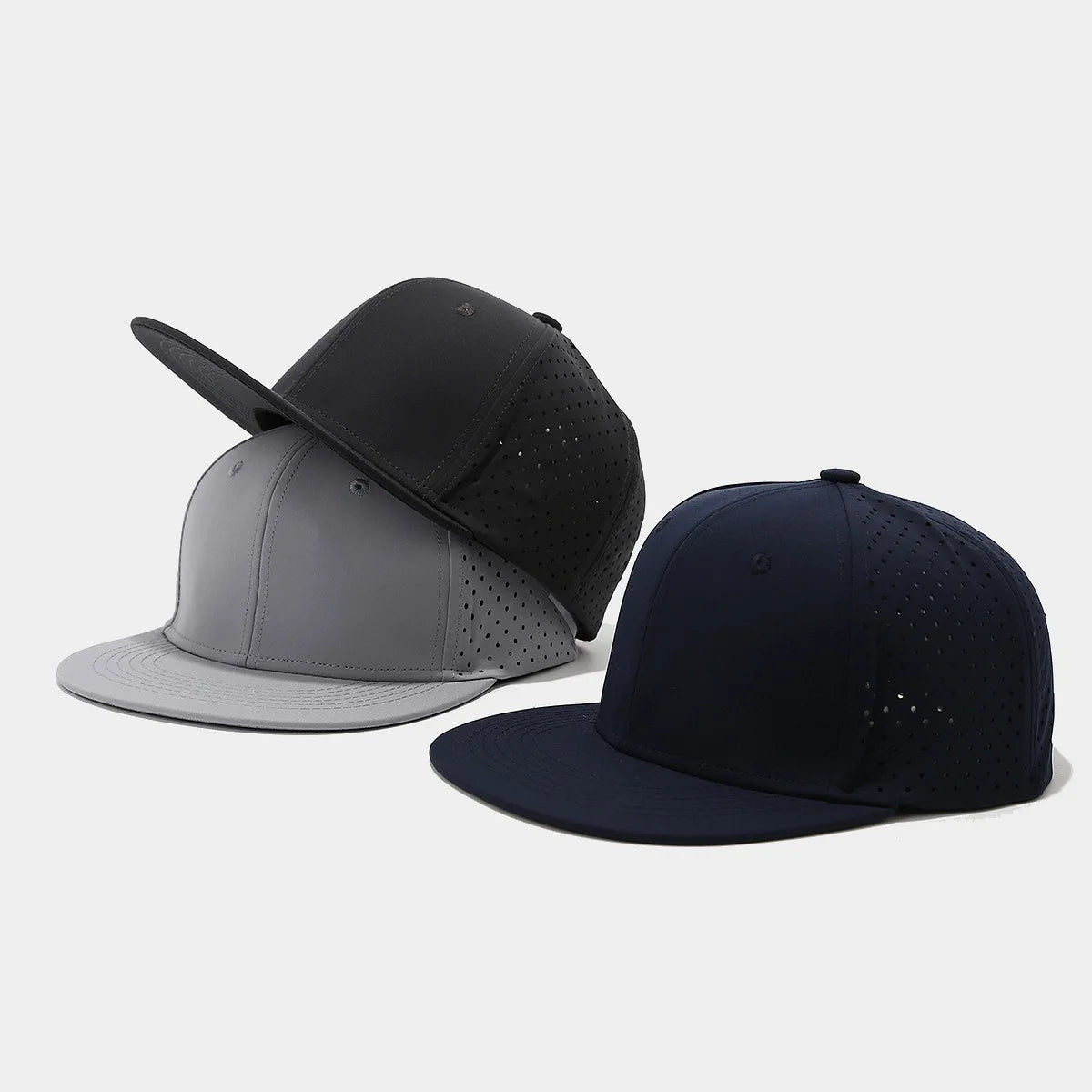 Full Closed Flat Brim Breathable Mesh Snapback Cap