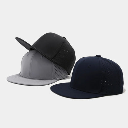 Full Closed Flat Brim Breathable Mesh Snapback Cap
