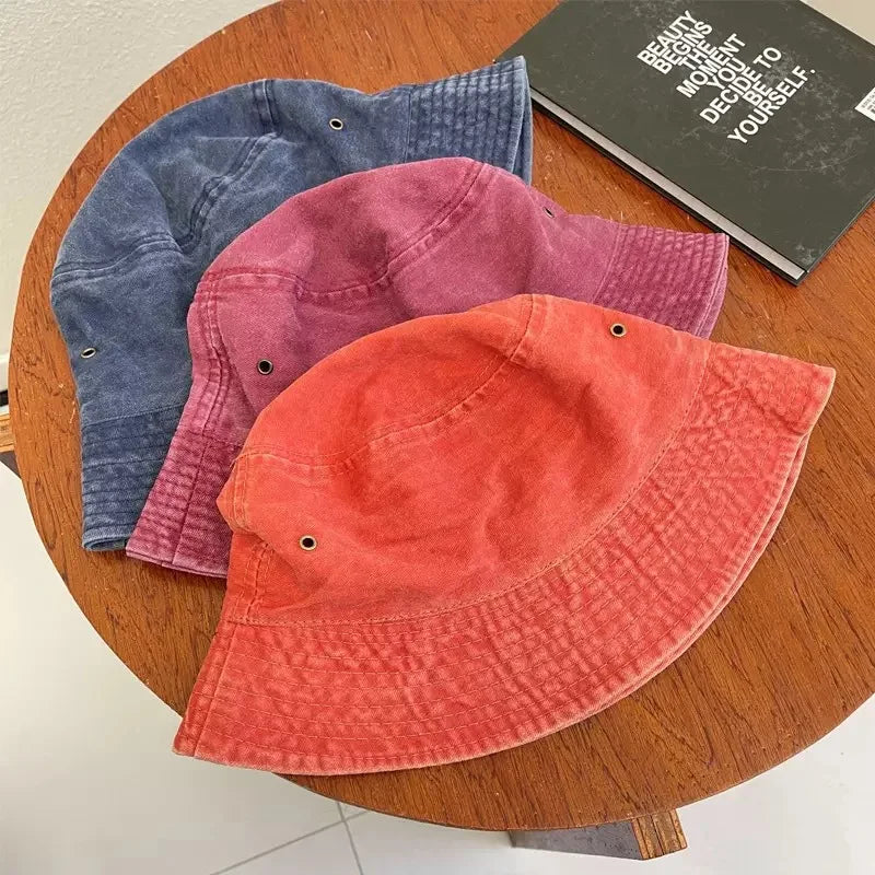 Bucket Hat Washed Denim Cap Men Panama Hats