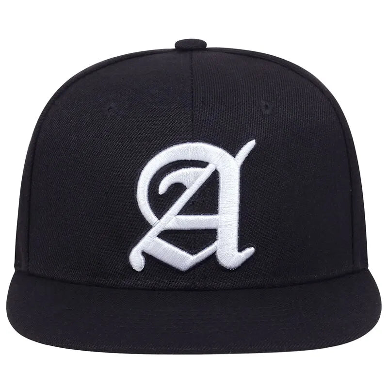 Unisex A Letter Embroidered Snapback Cap