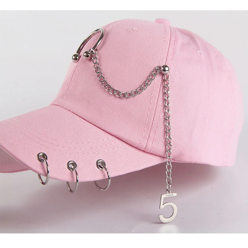 Fashion Cotton Baseball Cap Creative Piercing Ring Hip Hop Caps