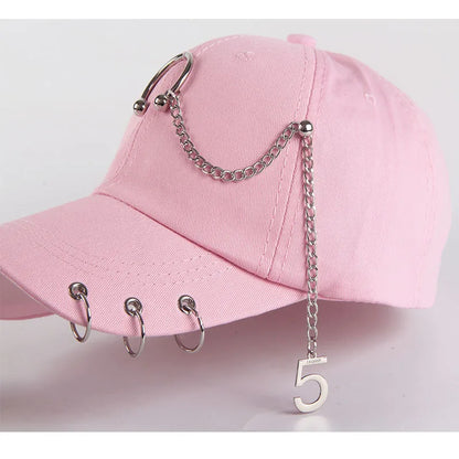 Fashion Cotton Baseball Cap Creative Piercing Ring Hip Hop Caps