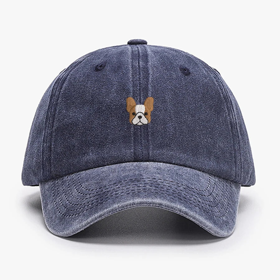 Vintage French Bulldog Embroidered Baseball Cap
