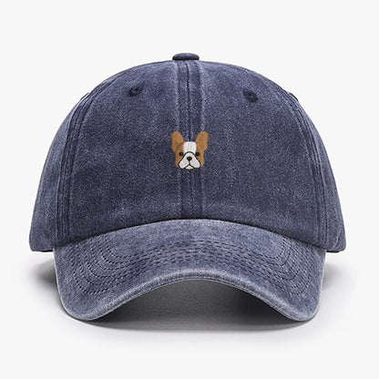 Vintage French Bulldog Embroidered Baseball Cap