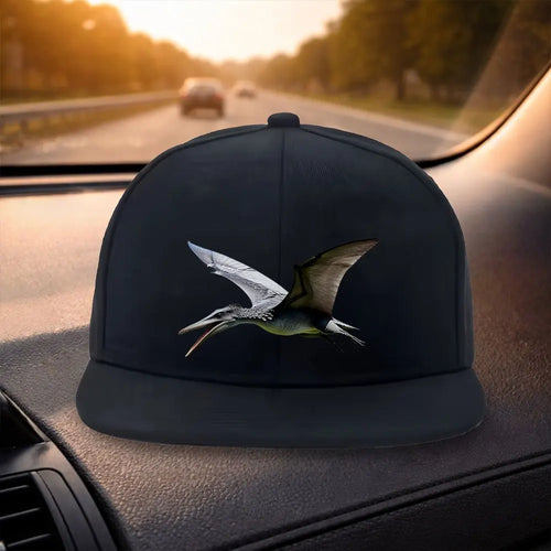 Pterosaur Pattern Flat Brim Snapback Cap