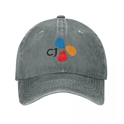 CJ Group Logo Vintage Distressed Washed Baseball Cap Hat