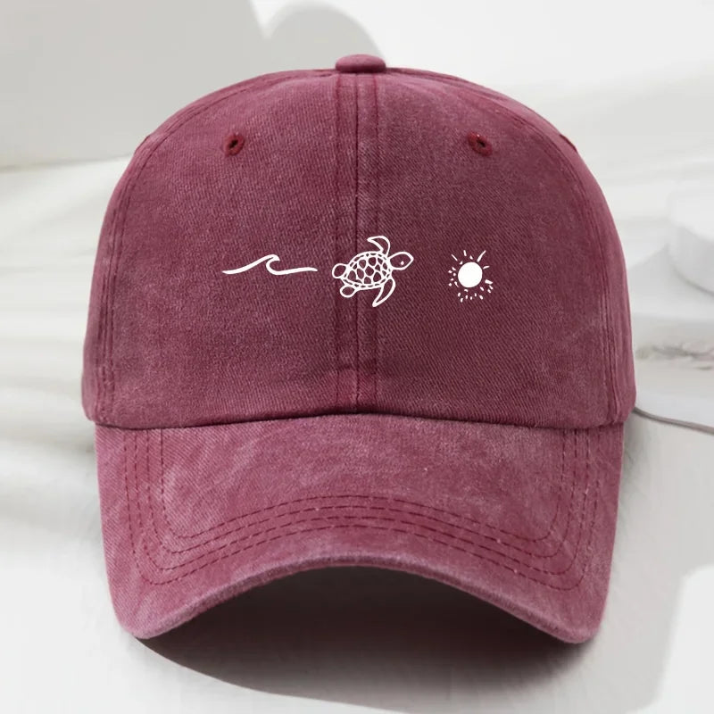 Turtle Pattern Printed Baseball Cap For Daily Casual Style
