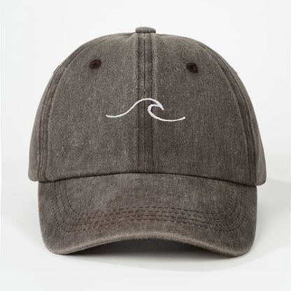 Wave Ripple Embroidered Cotton Baseball Cap