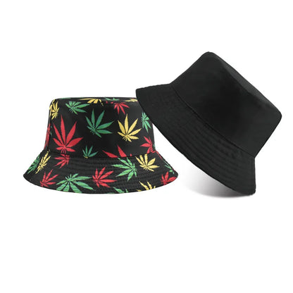 1pc Retro Style Fashionable Printed Maple Leaf Fisherman Hat