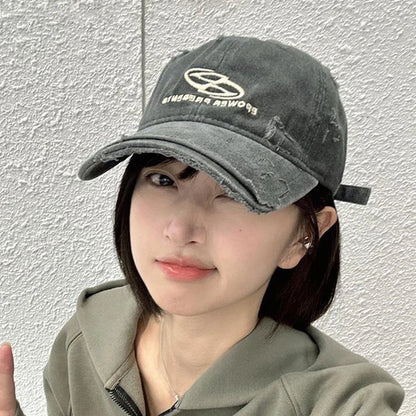 Vintage Hole Baseball Caps Man Streetwear Fashion Print Adjustable
